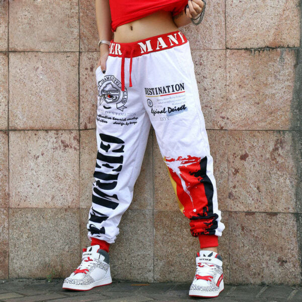 American Sports Pants Female Digital Floral Print Casual Jumpsuit Loose - Image 6