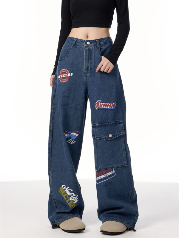 American Retro Stamp Printing Cargo Jeans - Image 6