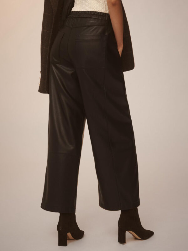 Elastic Waist Wide Leg Leather Pants - Image 2
