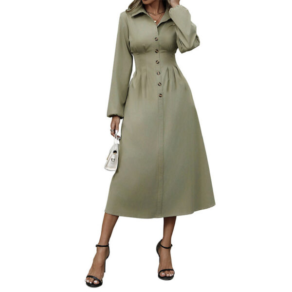 Cardigan Button Lapel Long Sleeve Dress - Image 5
