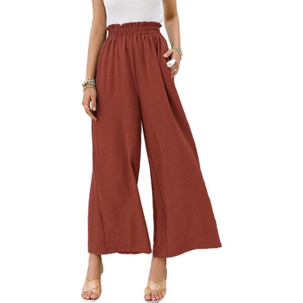 Women Trousers Solid Color Wide Leg High Waist Pants Casual Loose Pants - Image 8