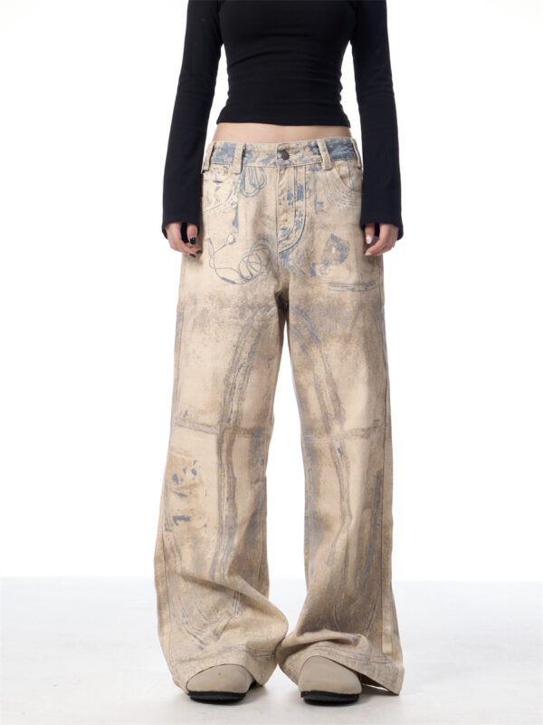 Retro 3D Printing Laser Full Printed Washed Jeans - Image 6