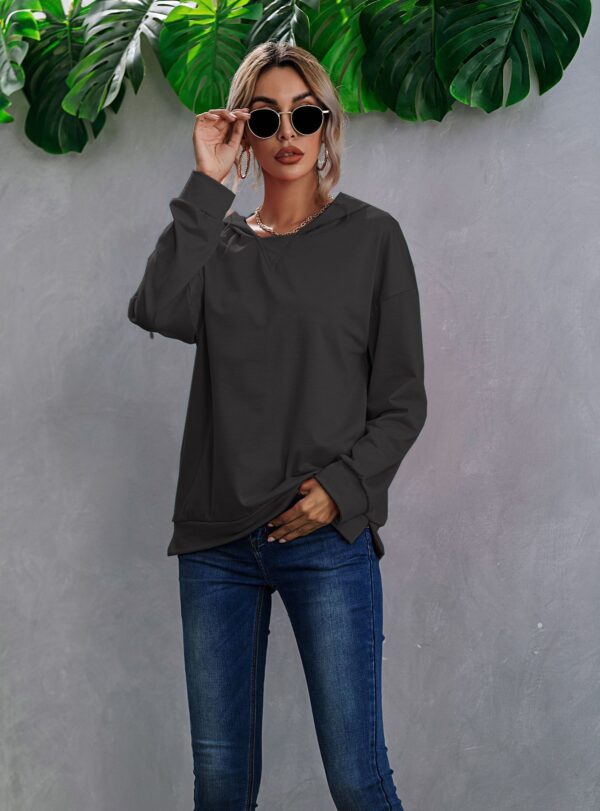 European And American Fleece Hooded Pullover Sweater Women's Color Matching - Image 4