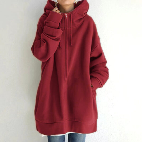 Women's Fuzzy Hoodies Long Sport Pullover Hoodie Full-Zip Hoodie Sweatshirt - Image 7