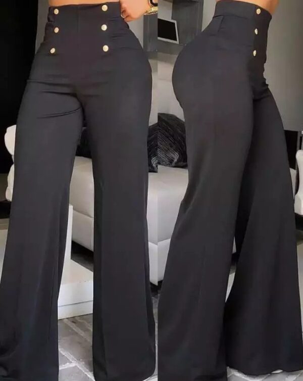 Double-breasted Micro-stretch Wide-leg Pants - Image 2