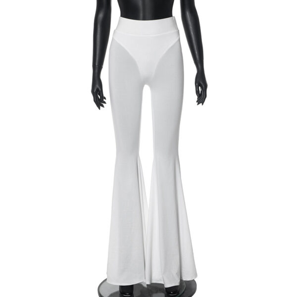 See-through Solid Color High Waist Tight Speaker Long Sleeve Slacks - Image 4