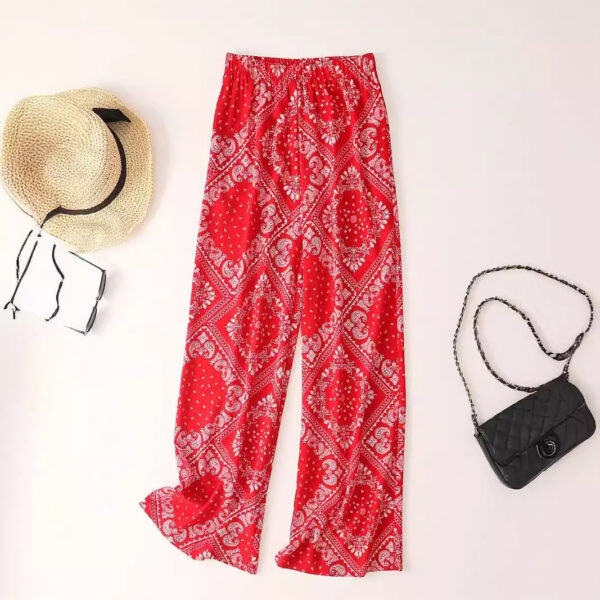 Women's Paisley Scarf Print Wide Leg Bohemian Casual Loose Pants - Image 4