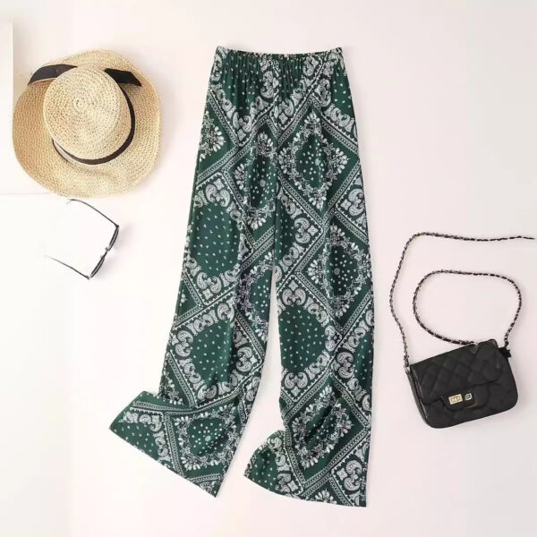 Women's Paisley Scarf Print Wide Leg Bohemian Casual Loose Pants - Image 8