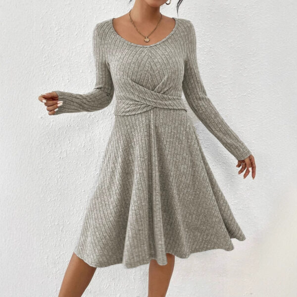 Sunken Stripe Long Sleeve Dress Top For Women - Image 5