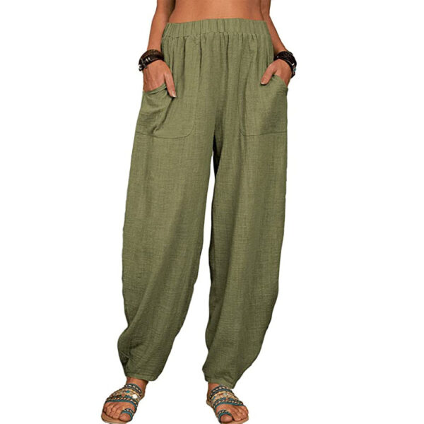 Casual Loose Harem Pants Summer Fashion Solid Color Pockets Trousers Womens Clothing - Image 4