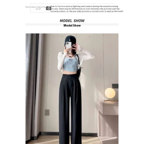 Green Ice Silk Wide-leg Pants Women's Summer Thin High Waist - Image 4