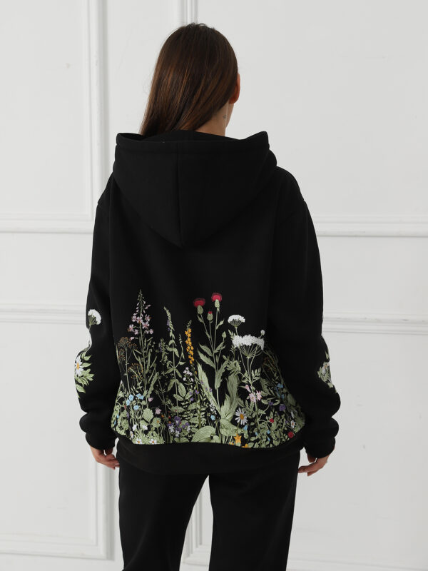 Women's Solid Color Floral Long Sleeved Sweatshirt - Image 10