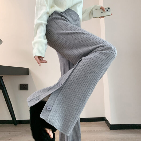 Knitted Wide-leg Pants Women's High Waist Straight Loose - Image 4