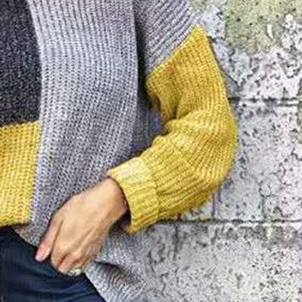 Versatile Loose Fitting Pullover For Outerwear, Color Blocked Knit Sweater For Women's Wear - Image 2
