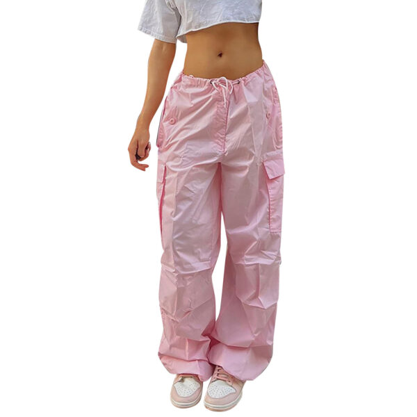 Casual Cargo Pants For Women Solid Color Drawstring Pocket Design Fashion Street Trousers Girls - Image 6