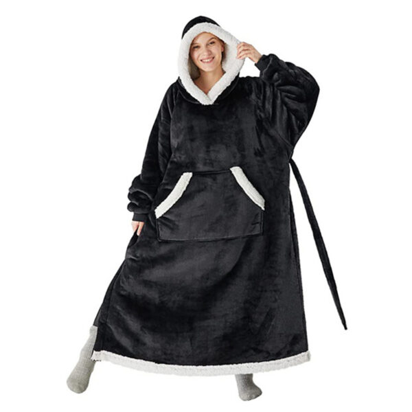 Winter Hoodie Blanket With Button Design Warm Home Clothes Women Men Oversized Pullover - Image 9