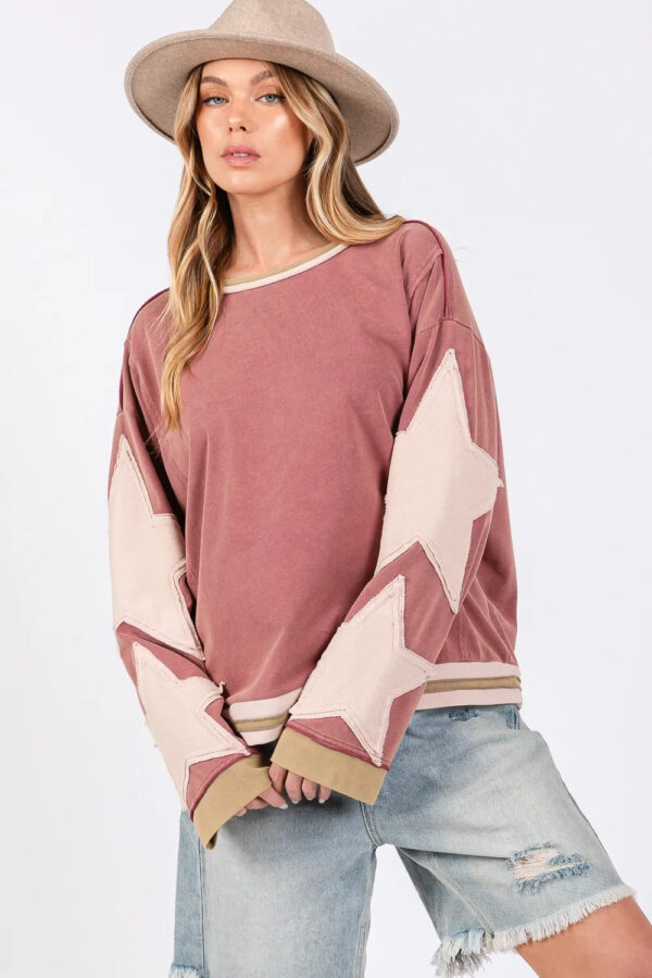 SAGE  FIG French Terry Star Applique Patch Sweatshirt - Image 4