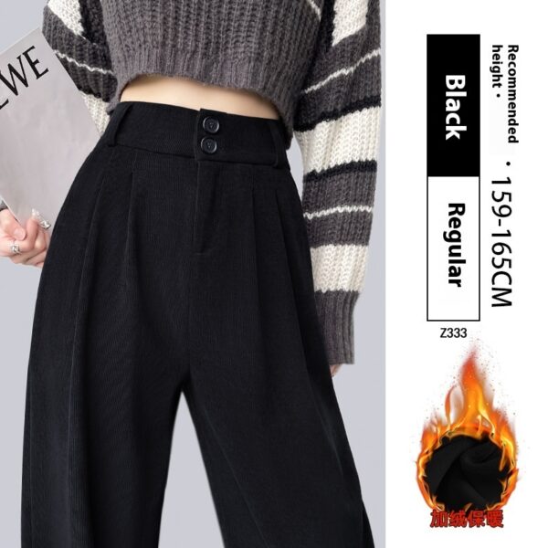White Corduroy Wide-leg Pants Women's Narrow Straight - Image 10