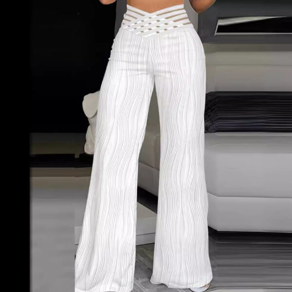 Jacquard Stretch Fabric Bootcut Pants Women - Image 3