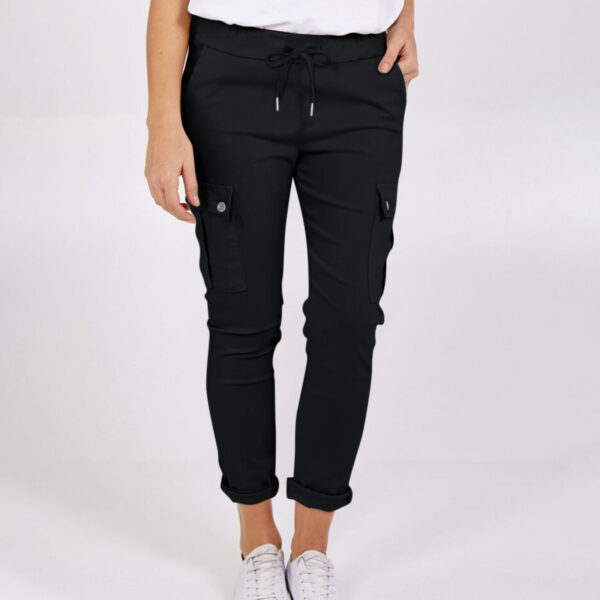 Casual Cargo Pants With Pockets Solid Color Drawstring Waist Pencil Trousers For Women - Image 8