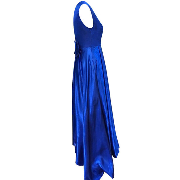 Deep V Neck Sleeveless Backless Bow Ball Evening Dress - Image 5