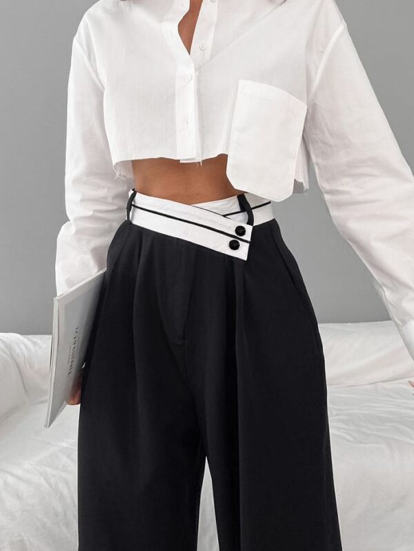 Commuter Color Suit Pants Women's Casual Drape Mop Pants Wide Leg Pants - Image 4