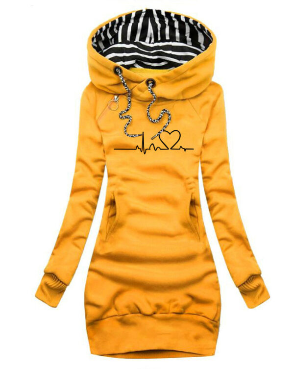 Heart Print Long Clothes Women Hoodie Sweatshirt Pullover Tops - Image 5