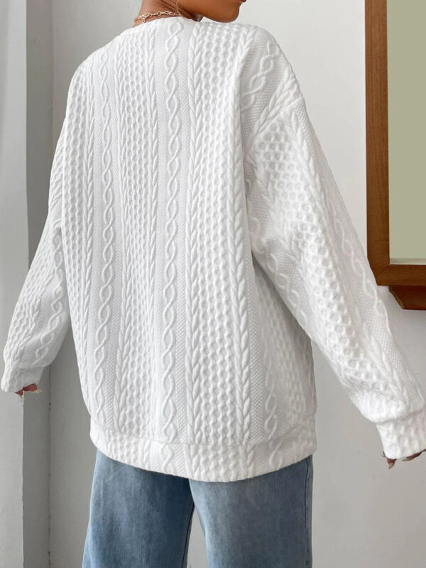 Women's Casual Jacquard Oversized Round Neck Hoodie - Image 2