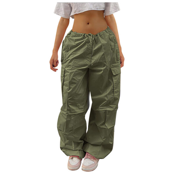 Casual Cargo Pants For Women Solid Color Drawstring Pocket Design Fashion Street Trousers Girls - Image 8