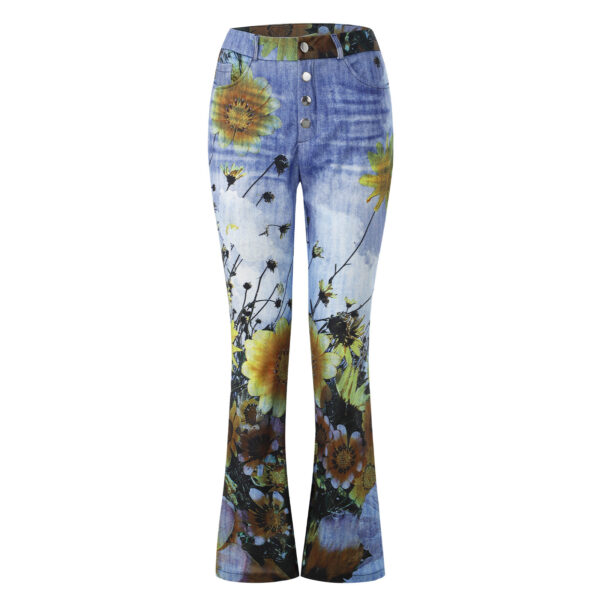 Imitation Jeans Plus Size Women's Casual Pants Floral Thin Trousers - Image 5