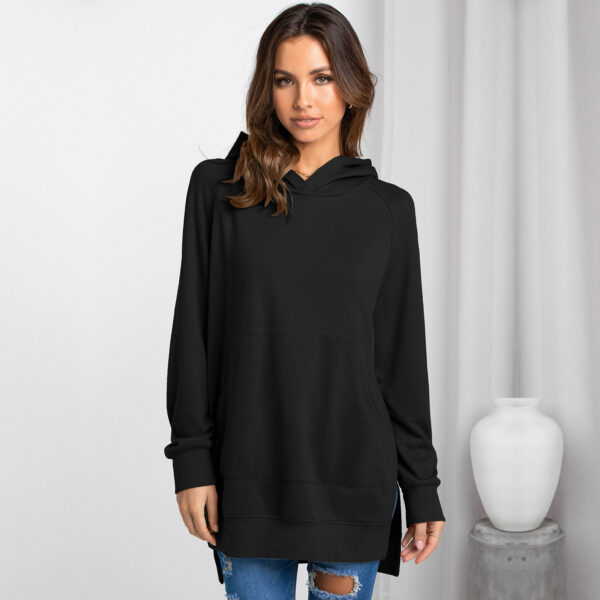 Women's Fashion Hooded Pullover Solid Color Sweatshirt Top - Image 4