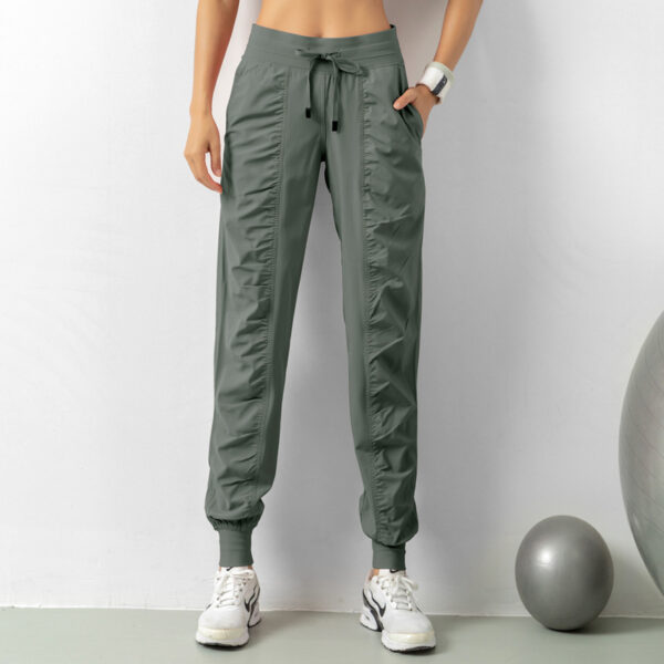Fashion Casual Sports Pants For Women Loose Legs Drawstring High Waist Trousers With Pockets Running Sports Gym Fitness Yoga Pants - Image 3