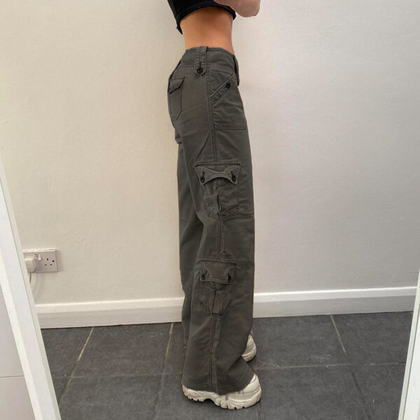 Low-Rise Multi-Pocket Pressed Loose Cargo Pants - Image 2