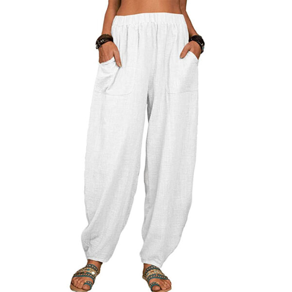 Casual Loose Harem Pants Summer Fashion Solid Color Pockets Trousers Womens Clothing - Image 5