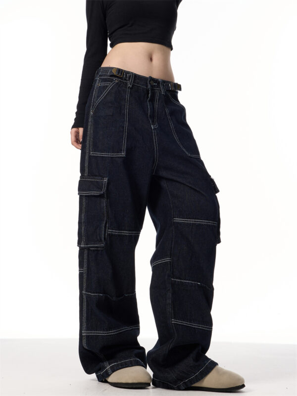 Vintage Stripe Straight Cargo Jeans - Image 3