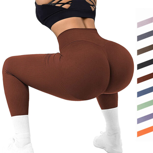 High Waist Seamless Leggings Threaded Knitted Fitness Pants Solid Women's Slimming Sports Yoga Pants Elastic Running Sport Leggings - Image 6