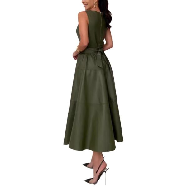 Sleeveless Casual Jumpsuit Leather Skirt Loose Party Zipper Women - Image 6