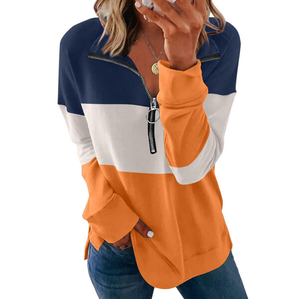 Women's Loose All Match Colorblock Long Sleeve Leopard Print Sweatshirt - Image 3
