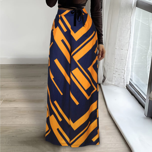 Loose High Waist Wide Leg Printed Straight Casual Pants - Image 4