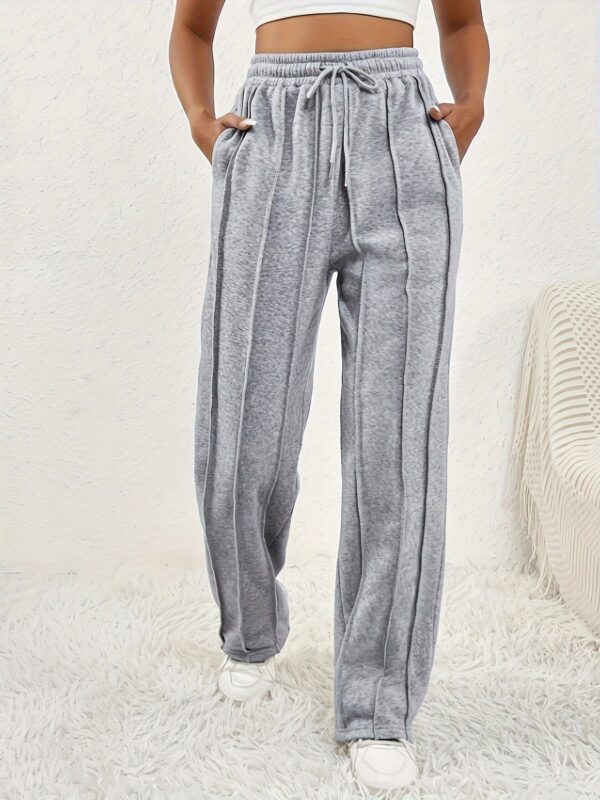 Gray Sweatpants Women's High Waist Wide Leg Loose - Image 2