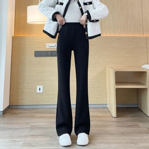 All-matching Straight Casual Fleece And Thick Slightly Flared Wide-leg Pants For Women - Image 2