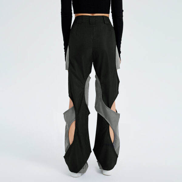 Sports Fashion High Waist Lace-up Color Contrast Breasted Loose Casual Woven Pants - Image 5