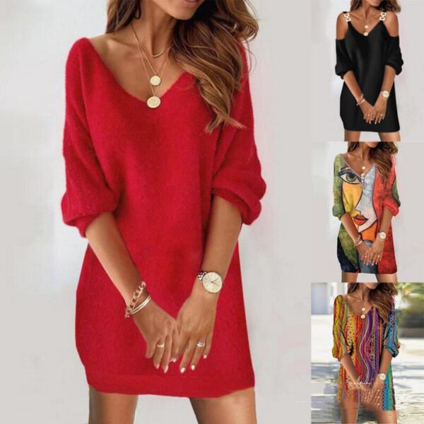 Women's Casual Loose Solid Color Plush Dress