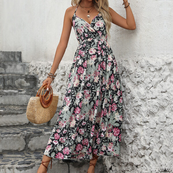 Women's Backless Printing Slip Dress - Image 5