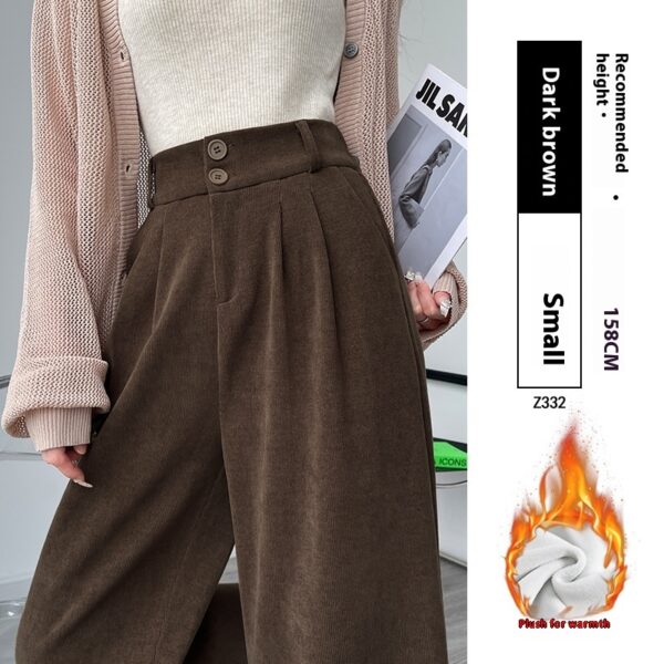 White Corduroy Wide-leg Pants Women's Narrow Straight - Image 3