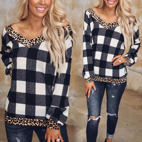 Tie-Dye Printed Leopard Print Stitching Long-Sleeved Sweatshirt
