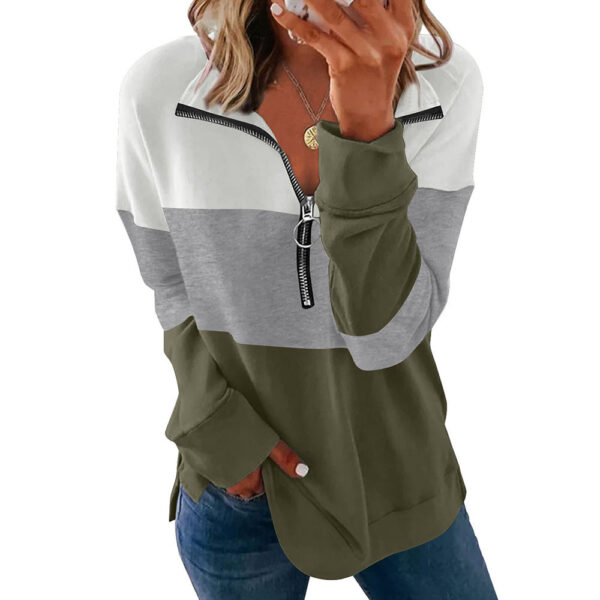 Women's Loose All Match Colorblock Long Sleeve Leopard Print Sweatshirt - Image 2
