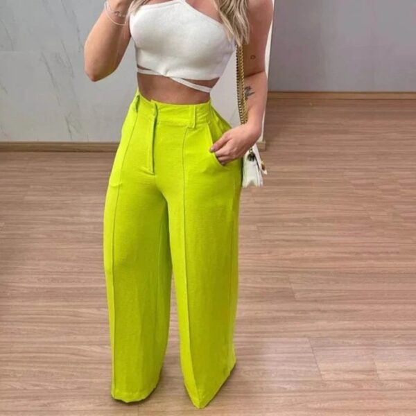 Ladies New Fashion Slim-fit Wide-legged Pants - Image 4
