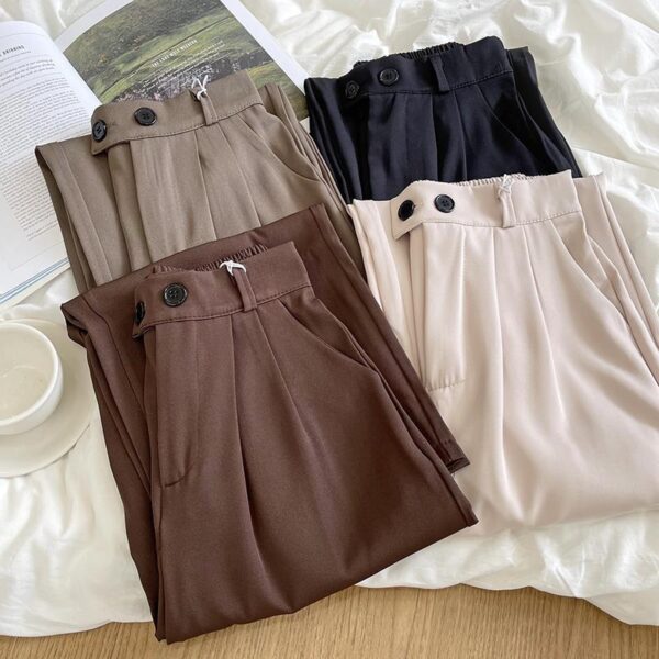 Twill TR Fabric Retro Solid Color Suit Trousers