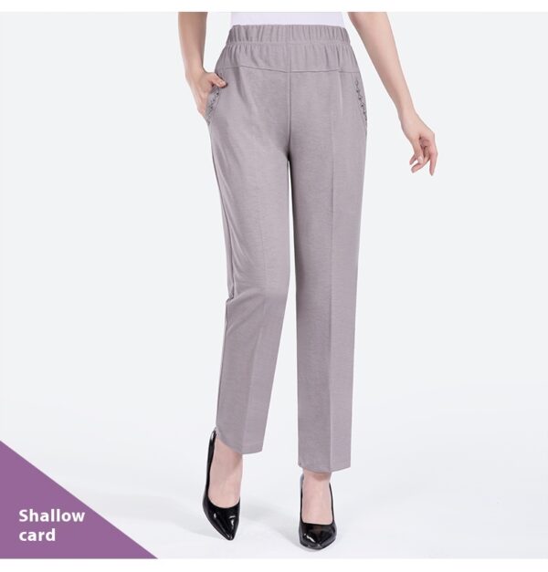 Summer Thin Ice Silk Casual Pants High Waist Elastic Plus Size - Image 3